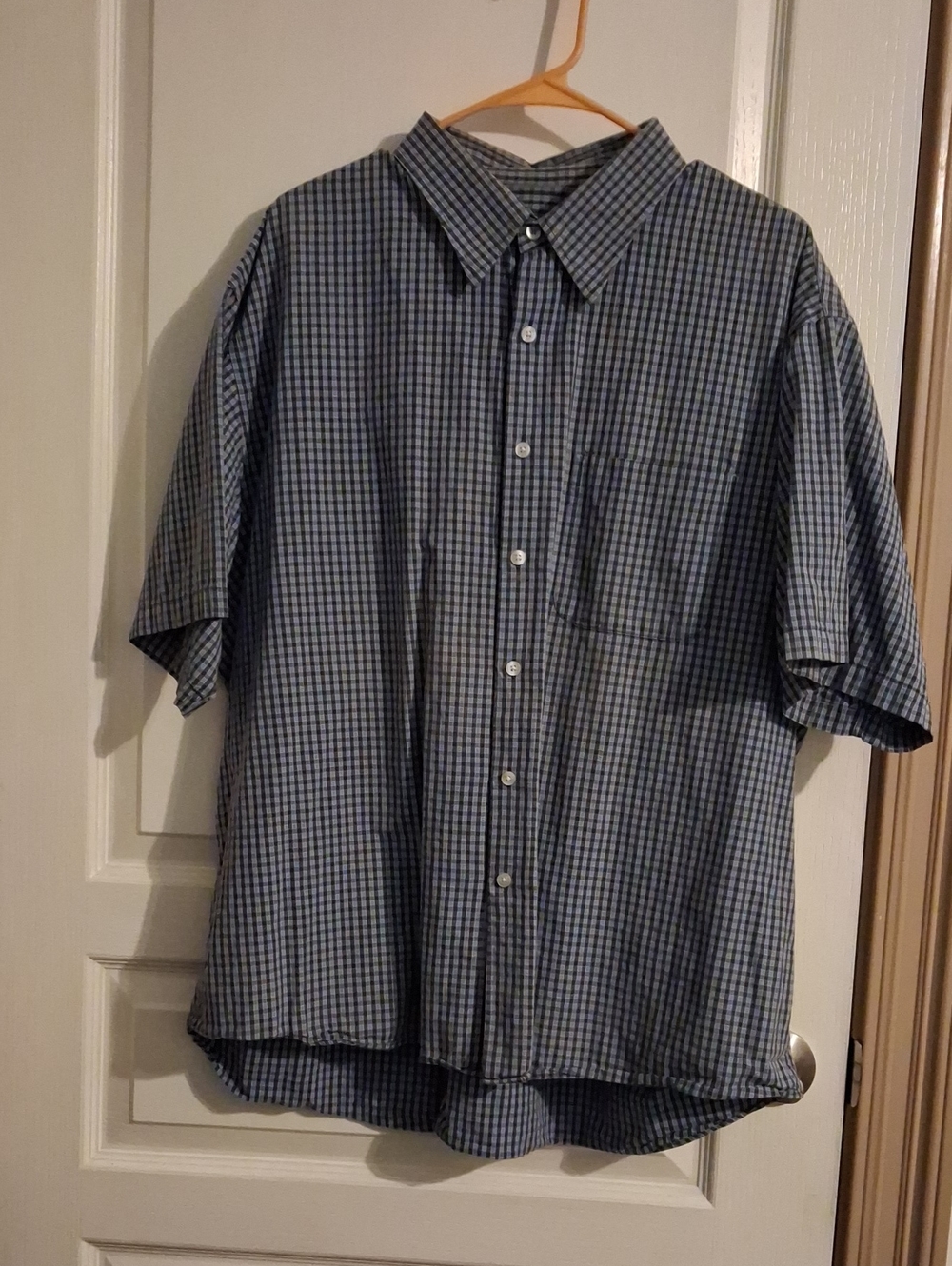 Van Heusen Men’s Short-Sleeve Button-Down Shirt in Purple, Blue, White Check